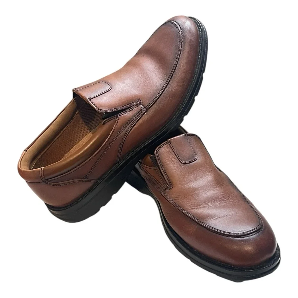 Docker's Proposal Slip On Dress‎ Shoes Mens Size 9M Brown Tan Loafer Toe Oxford